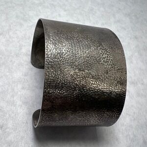 1.75" Hammered Metal Cuff Bracelet Statement Bangle Silver Tone Rock Punk Gothic